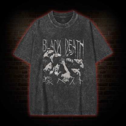 Black Death Rat Washed T-shirt