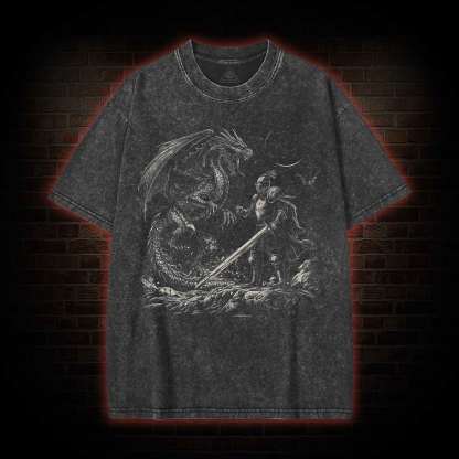 Dragon and Knight Washed T-shirt