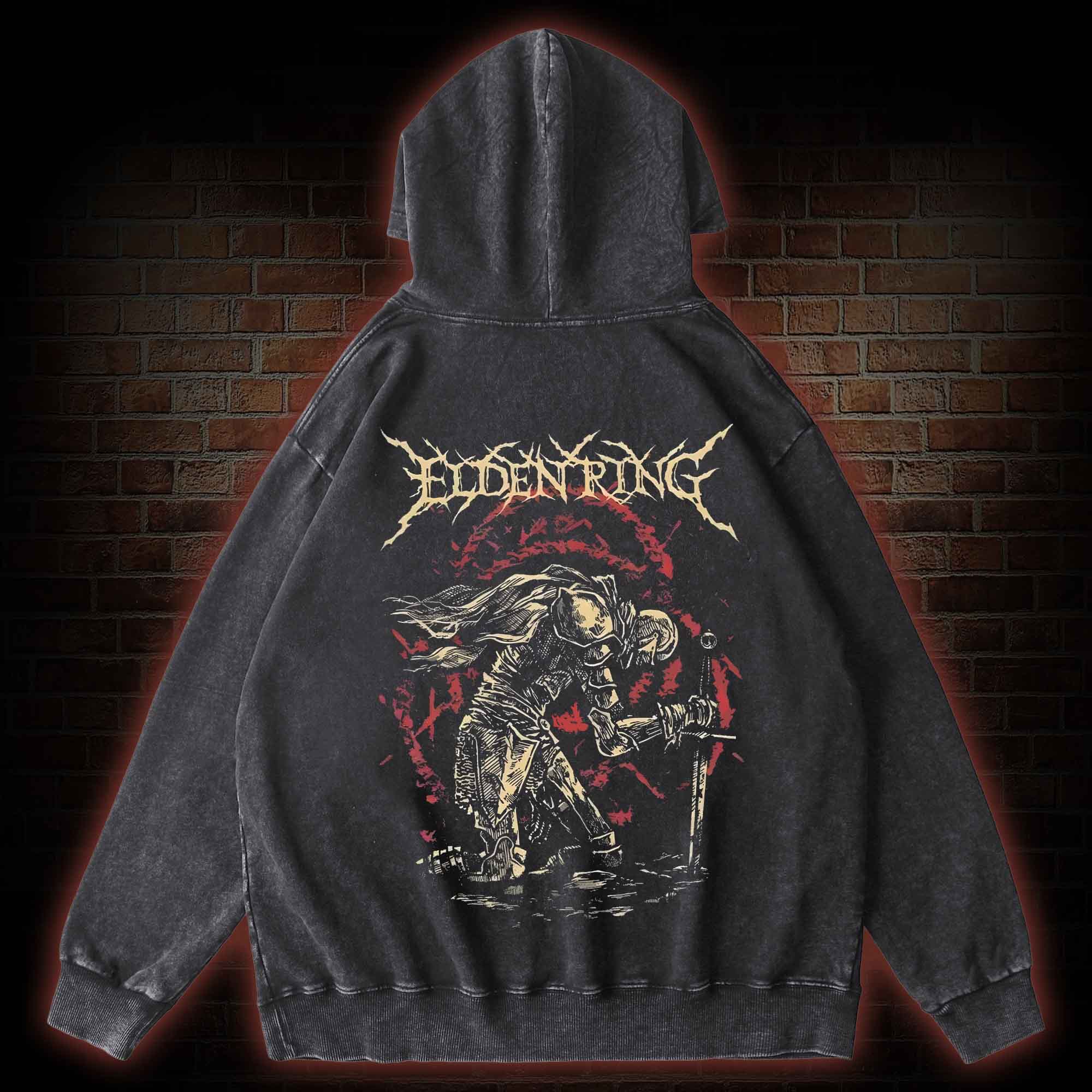 Golden Order Back Print Washed Hoodie