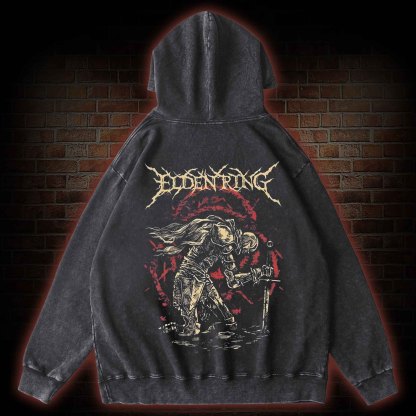 Golden Order Back Print Washed Hoodie