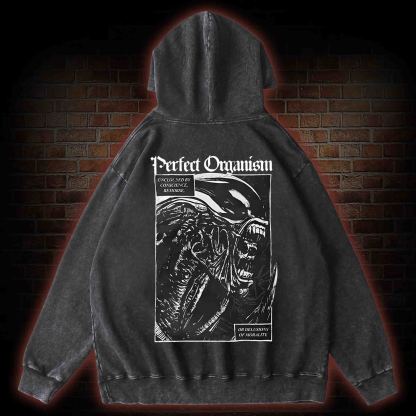 Alien Perfect Organism Back Print Washed Hoodie