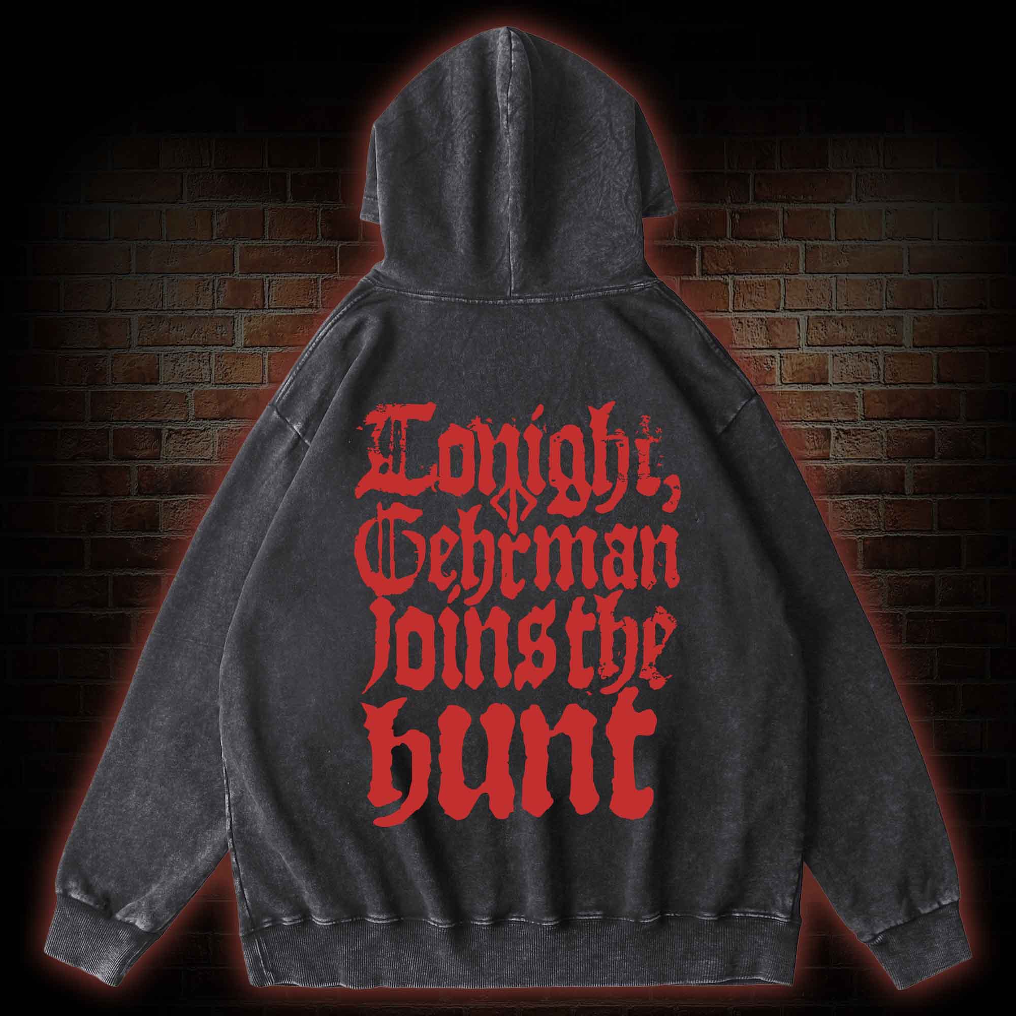 Gehrman Joins The Hunt Back Print Washed Hoodie
