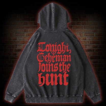 Gehrman Joins The Hunt Back Print Washed Hoodie
