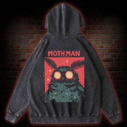 Cryptid Mothman Back Print Washed Hoodie
