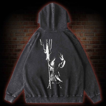King of the Storm Back Print Washed Hoodie
