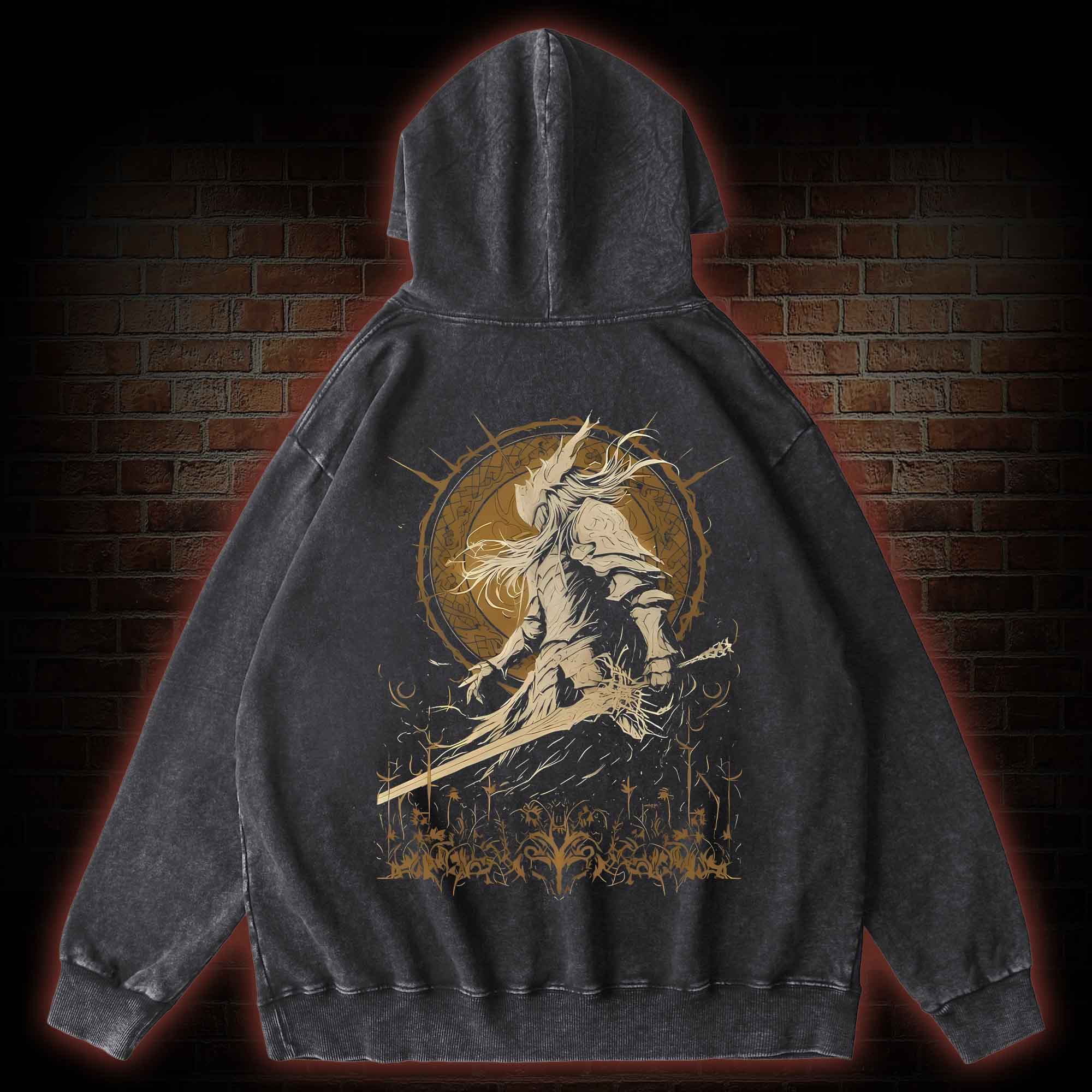 Not Row Back Print Back Print Washed Hoodie