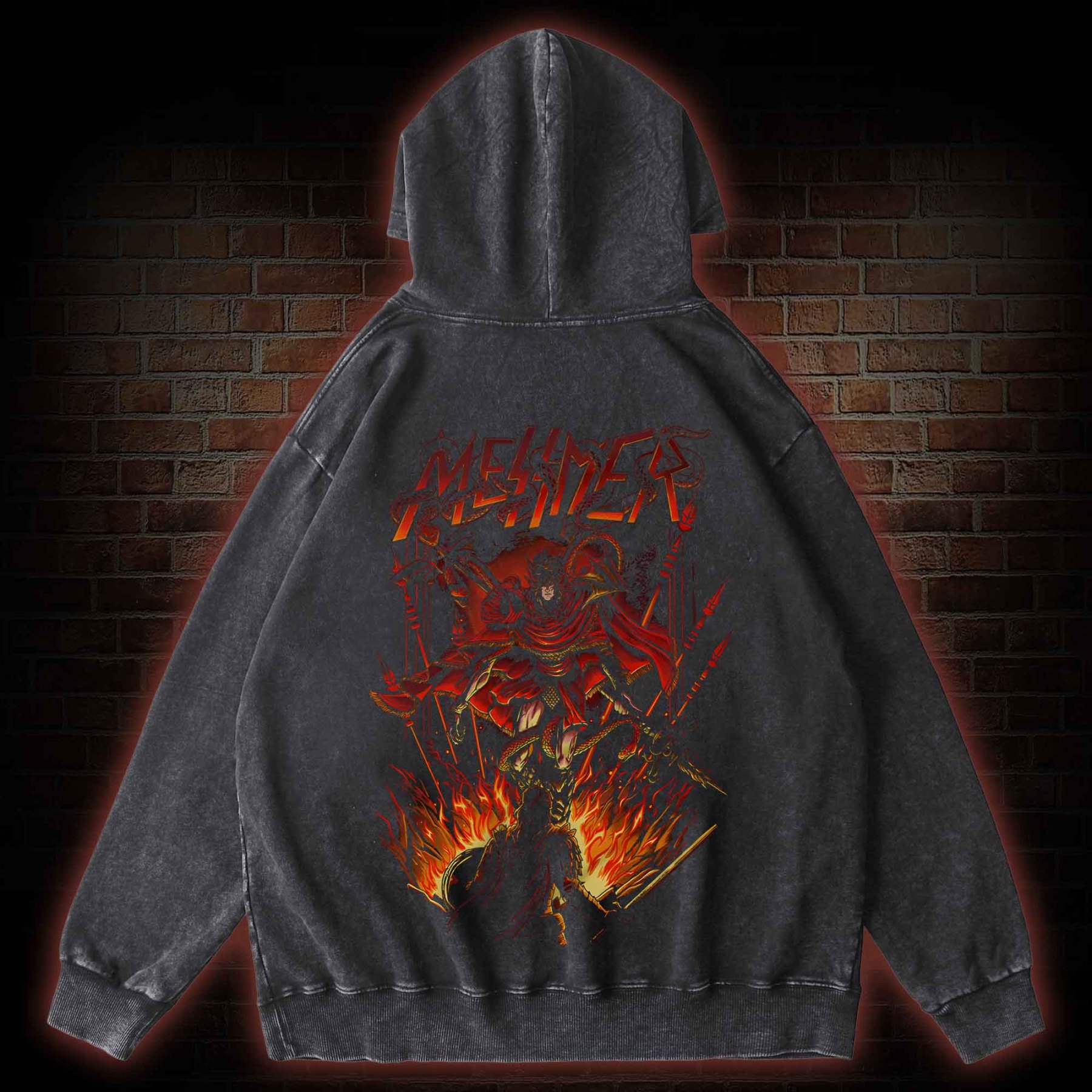 The Impaler Back Print Washed Hoodie