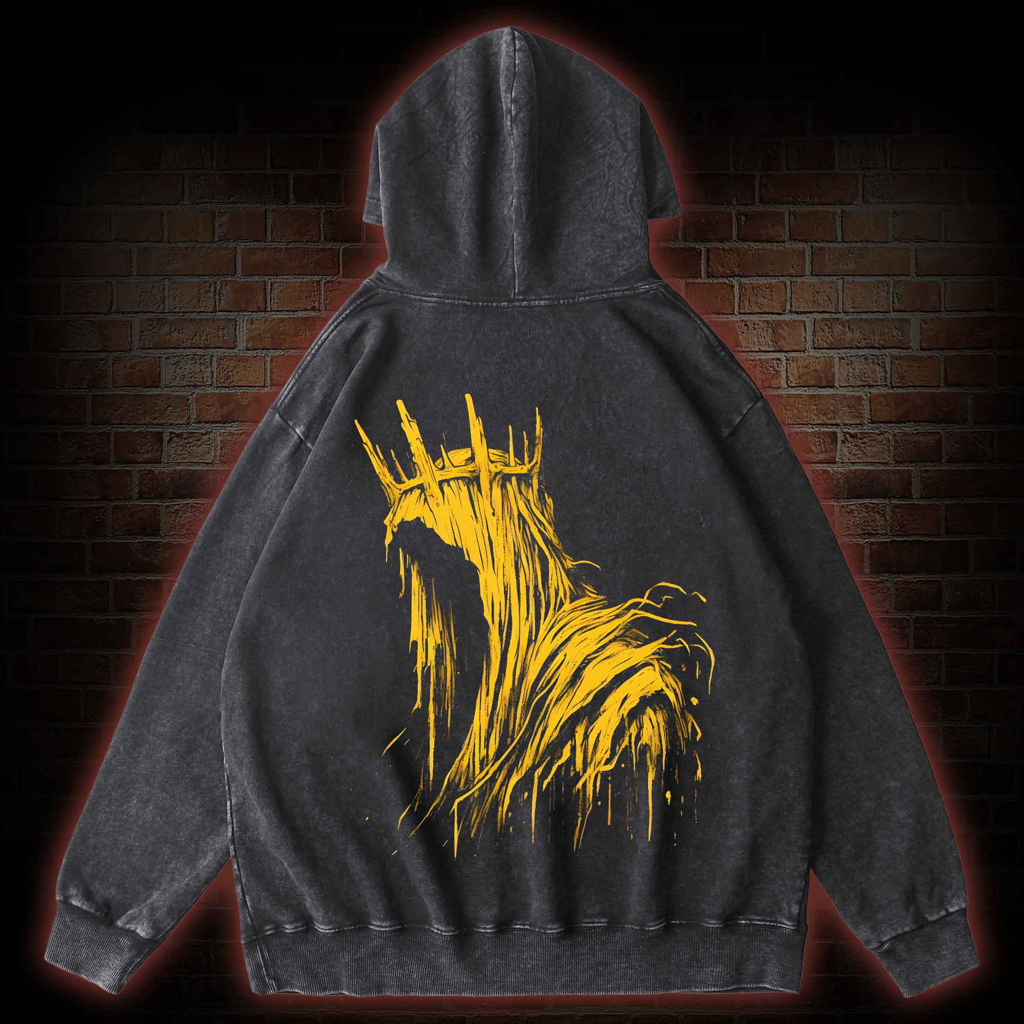 The King in Yellow Cthulhu Back Print Washed Hoodie