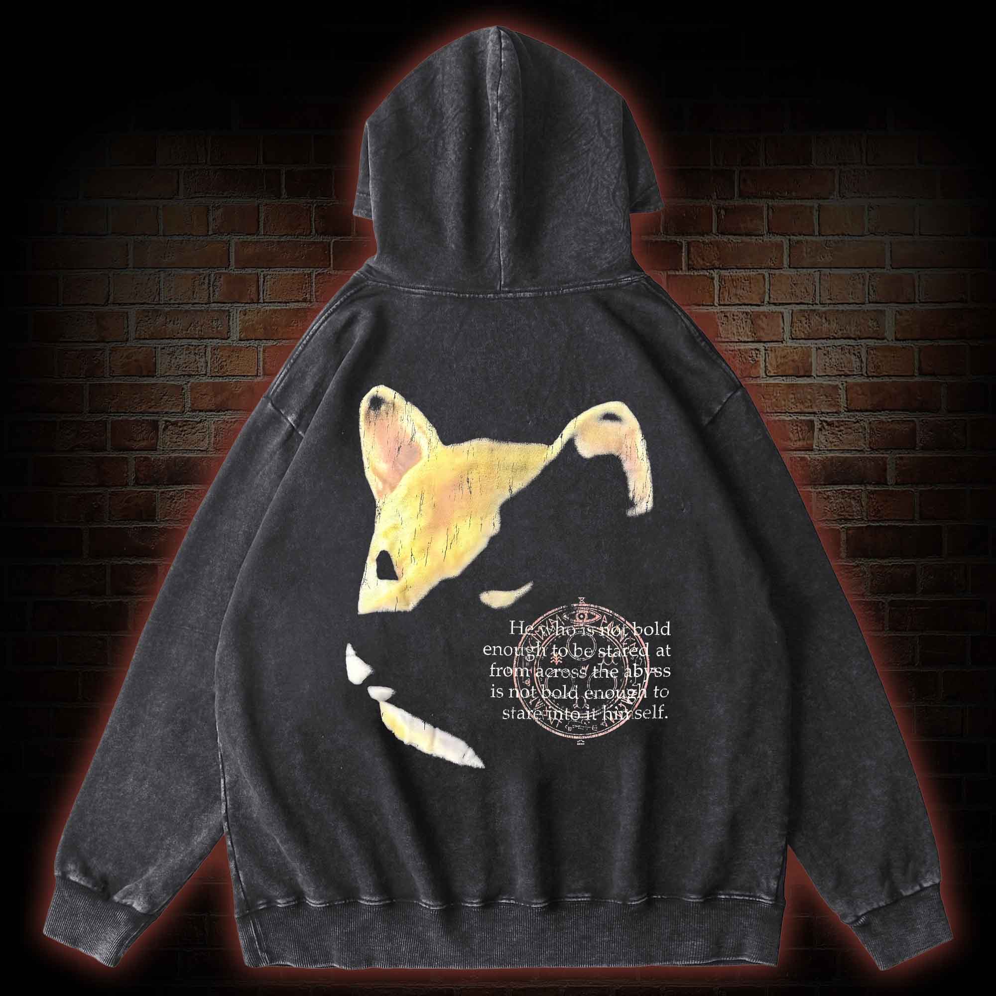 Shiba Back Print Washed Hoodie