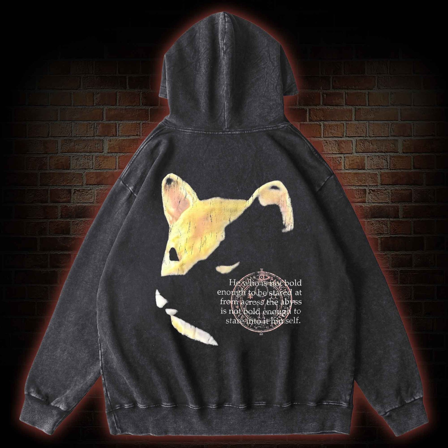 Shiba Back Print Washed Hoodie