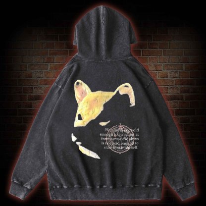 Shiba Back Print Washed Hoodie