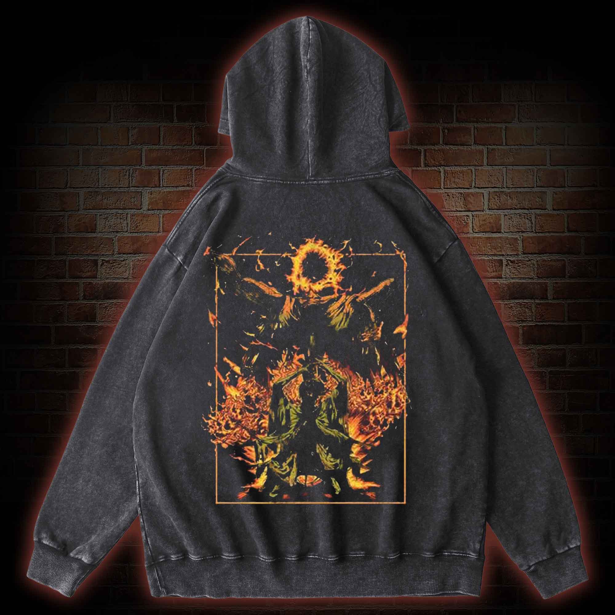 Forgive Me Back Print Washed Hoodie