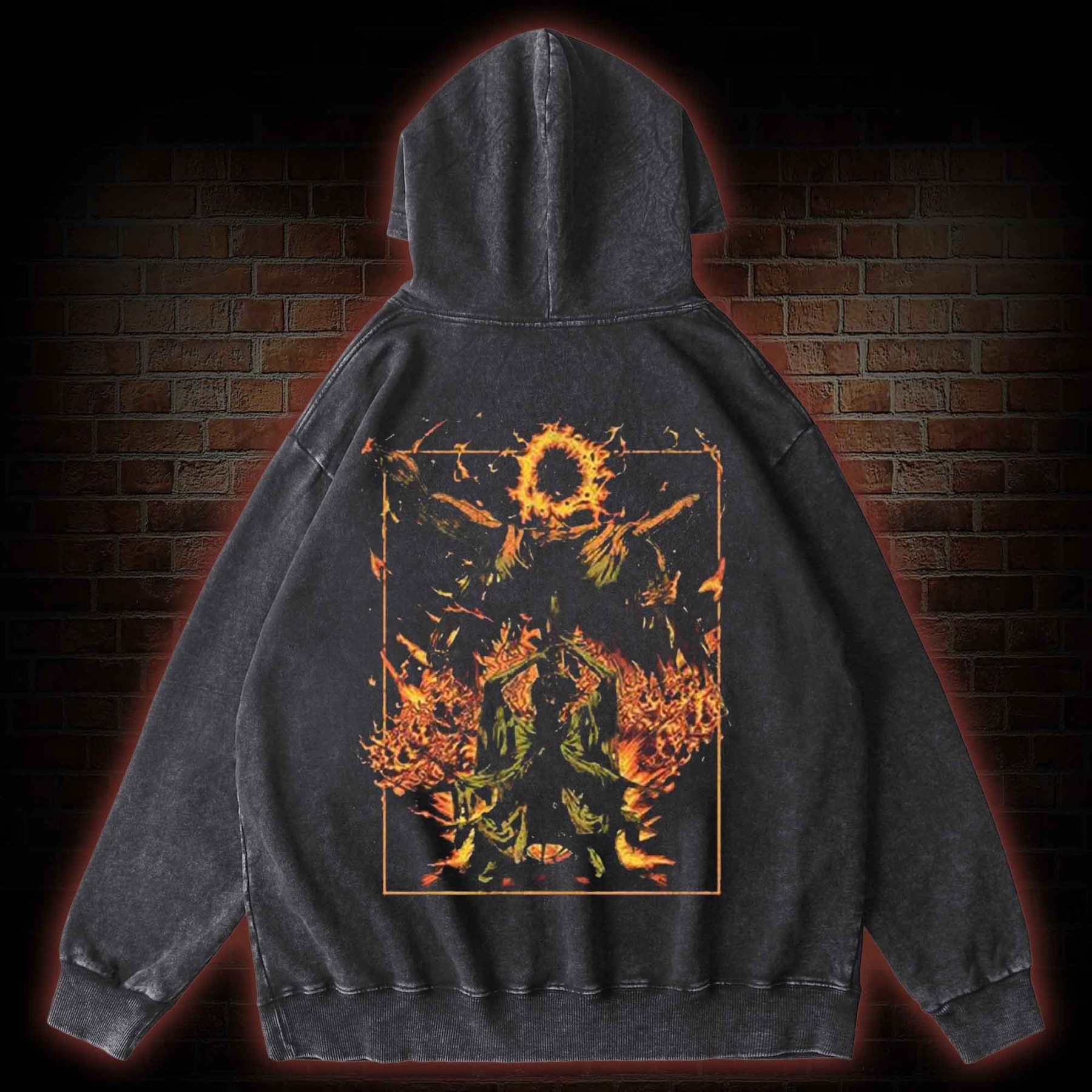 Forgive Me Back Print Washed Hoodie