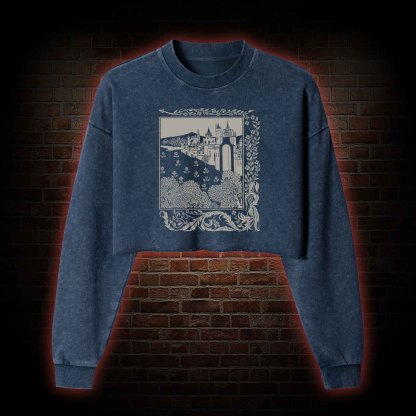 Medieval Castle Washed Cropped Sweatshirts