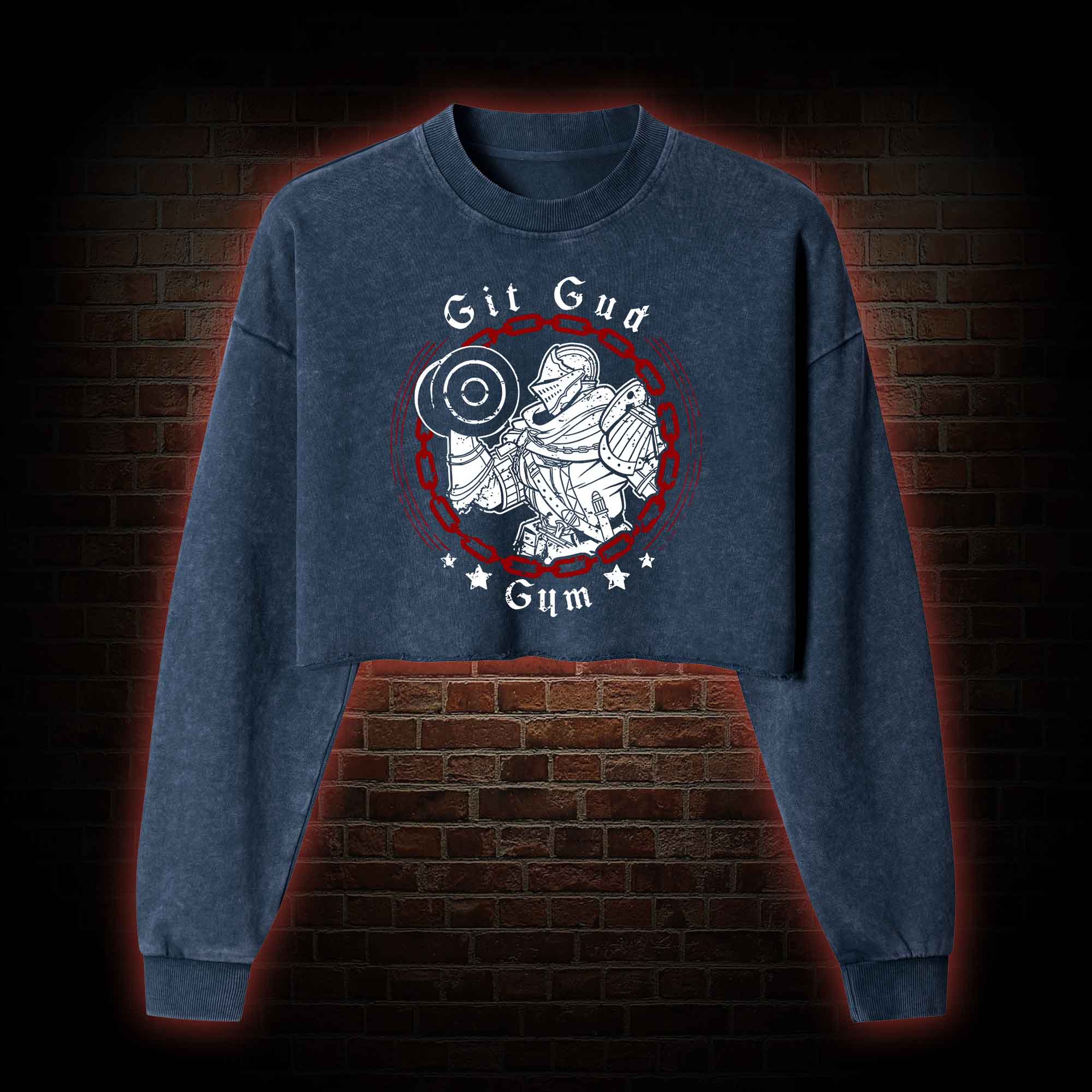 Git Gud Gym Washed Cropped Sweatshirts