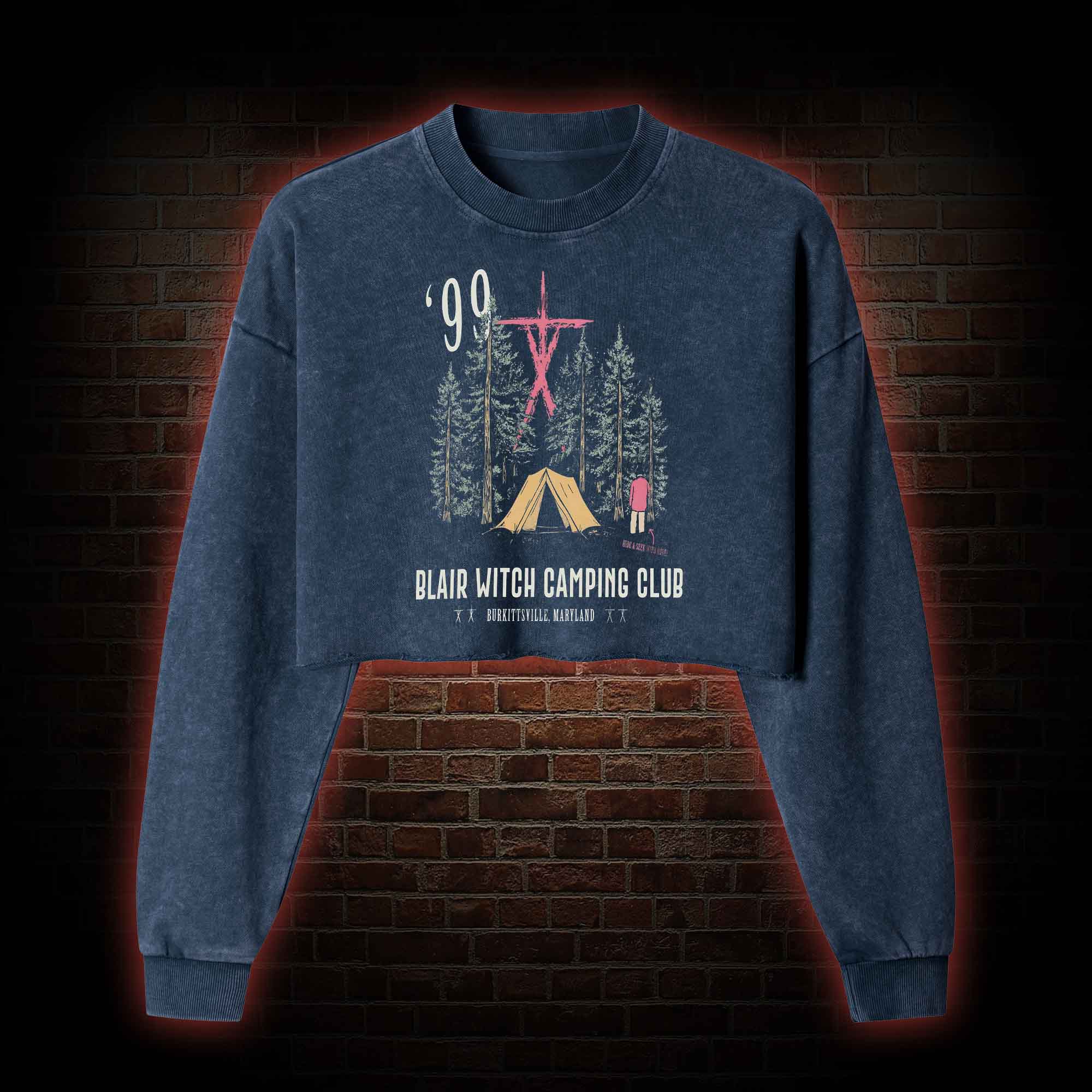 Witch Camping Washed Cropped Sweatshirts