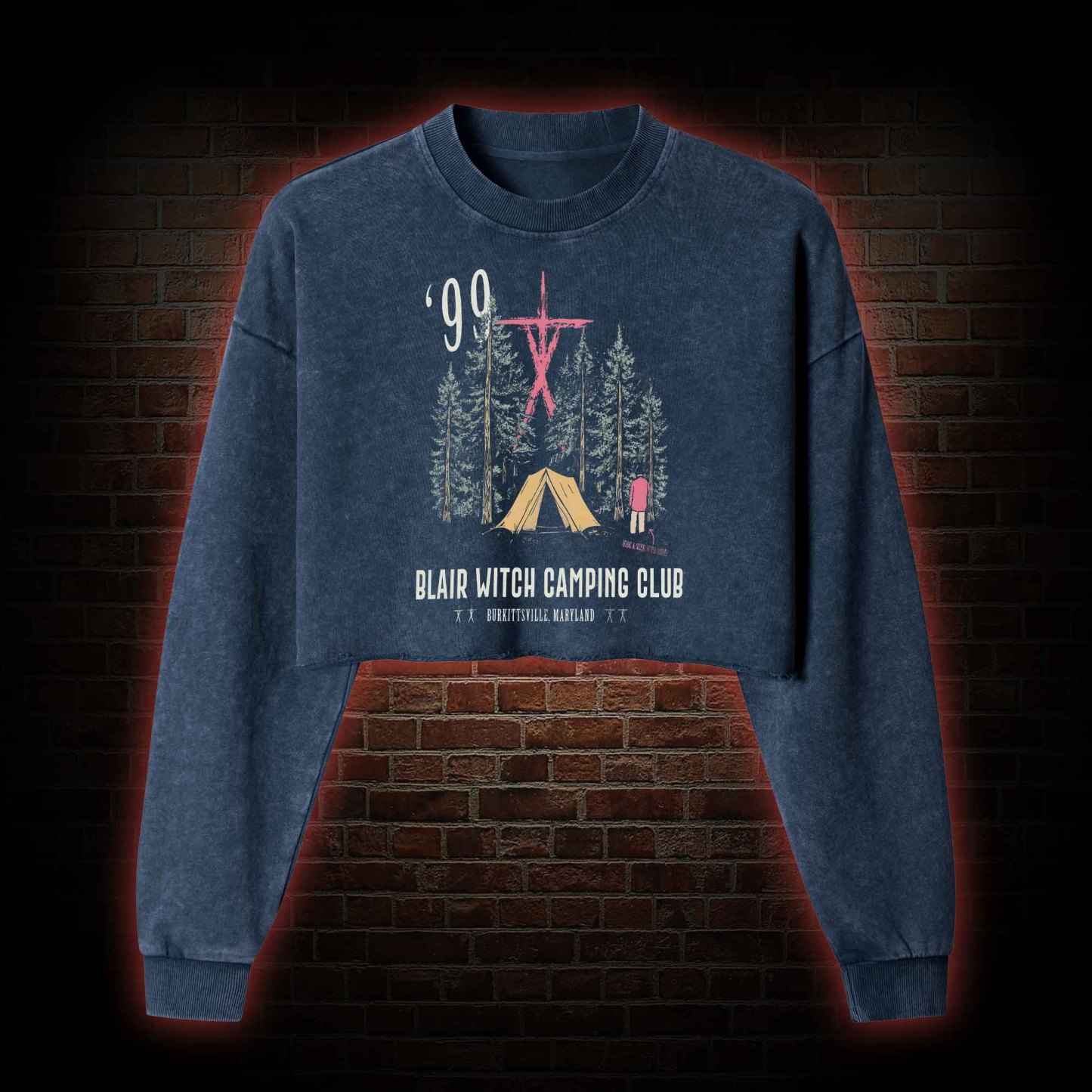 Witch Camping Washed Cropped Sweatshirts
