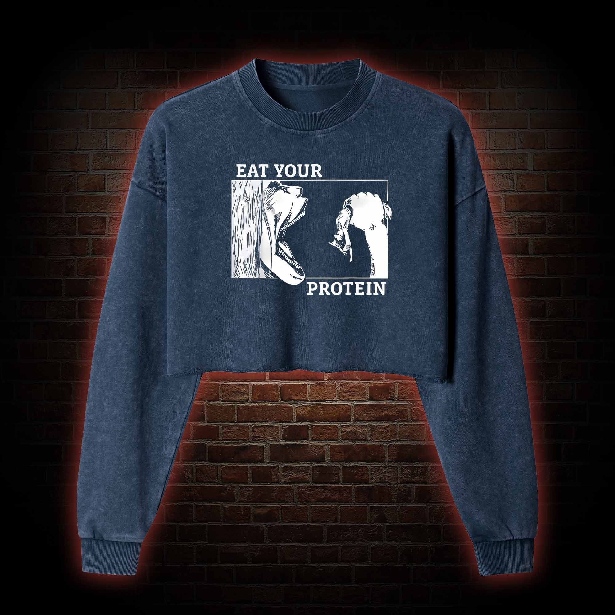 Eat Your Protein Washed Cropped Sweatshirts