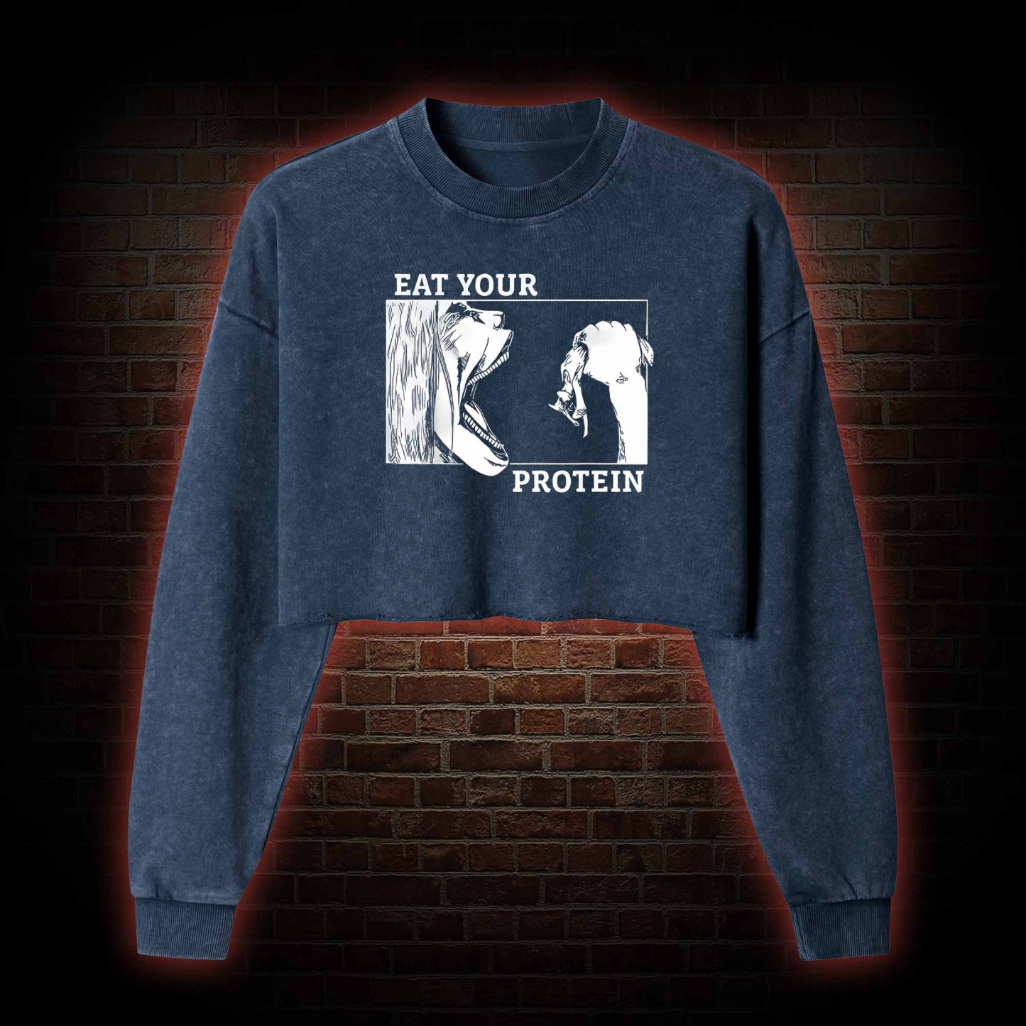 Eat Your Protein Washed Cropped Sweatshirts
