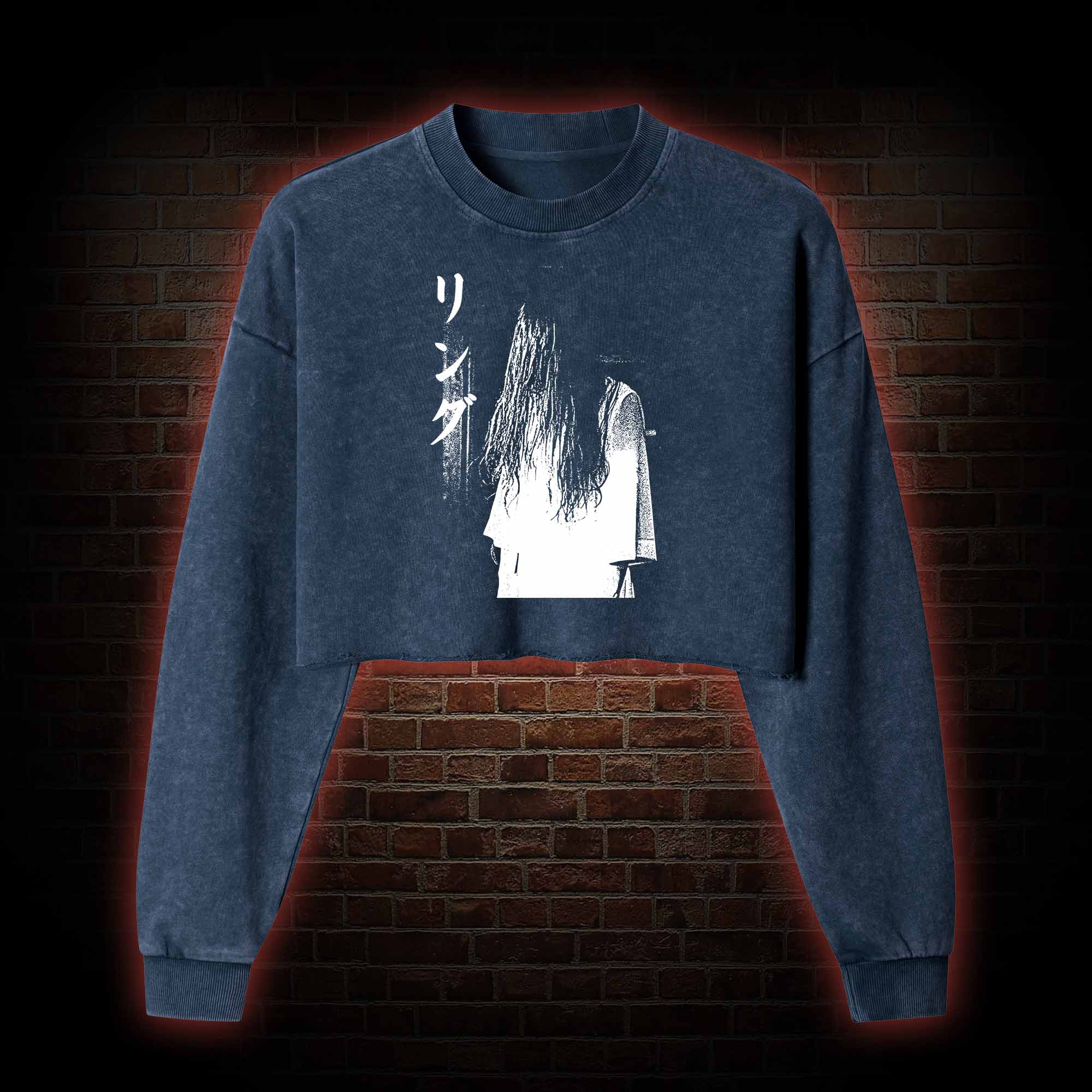 Vintage Ghost Washed Cropped Sweatshirts