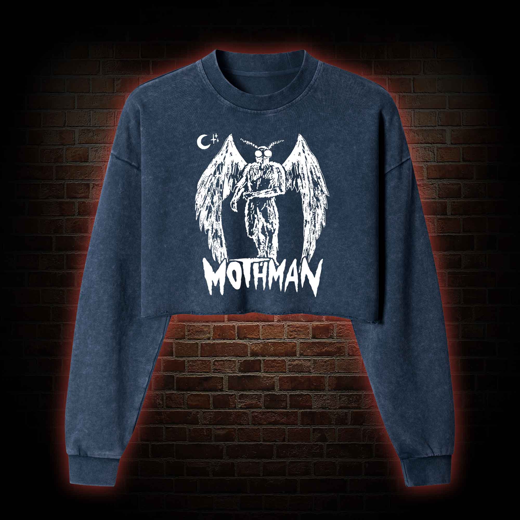 Mothman Washed Cropped Sweatshirts