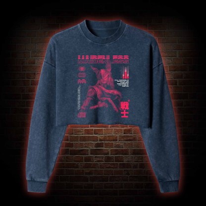 Maidenless Warrior Washed Cropped Sweatshirts