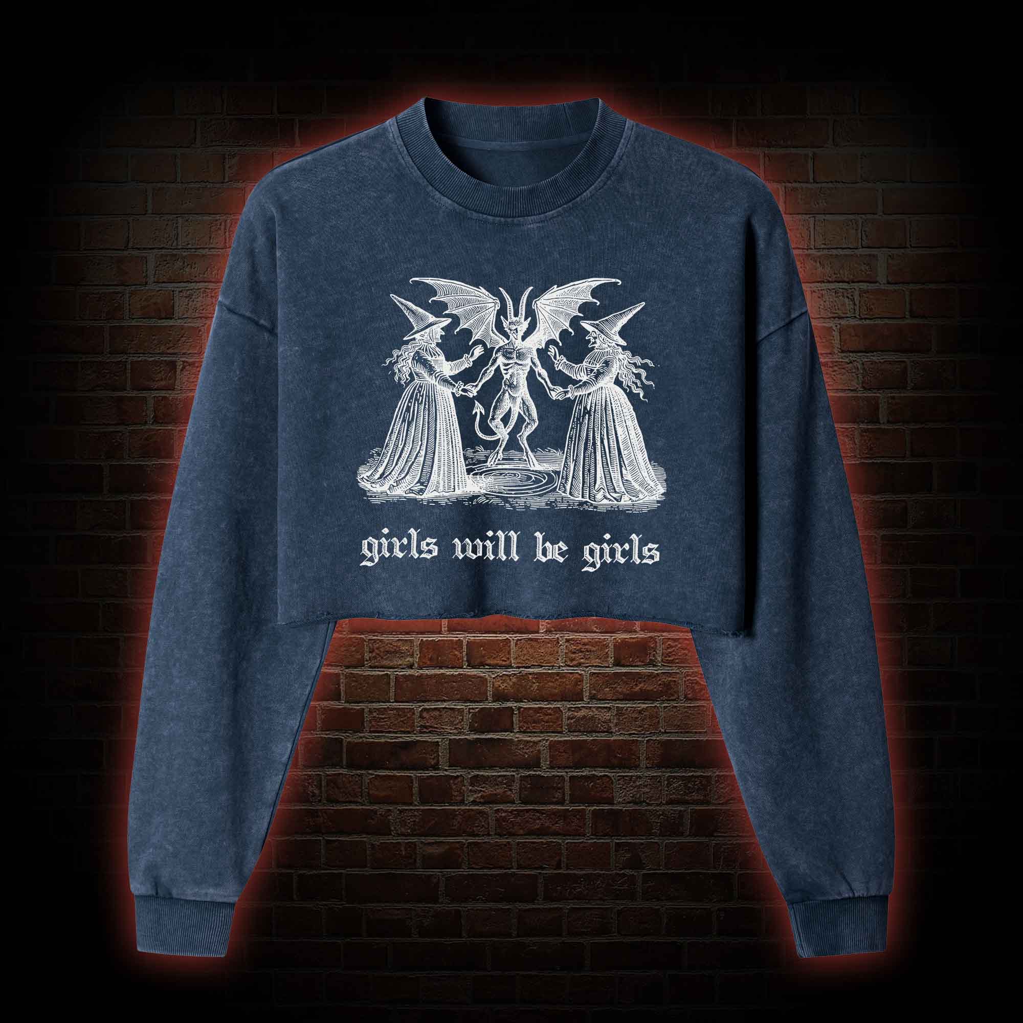 Girls Will Be Girls Washed Cropped Sweatshirts