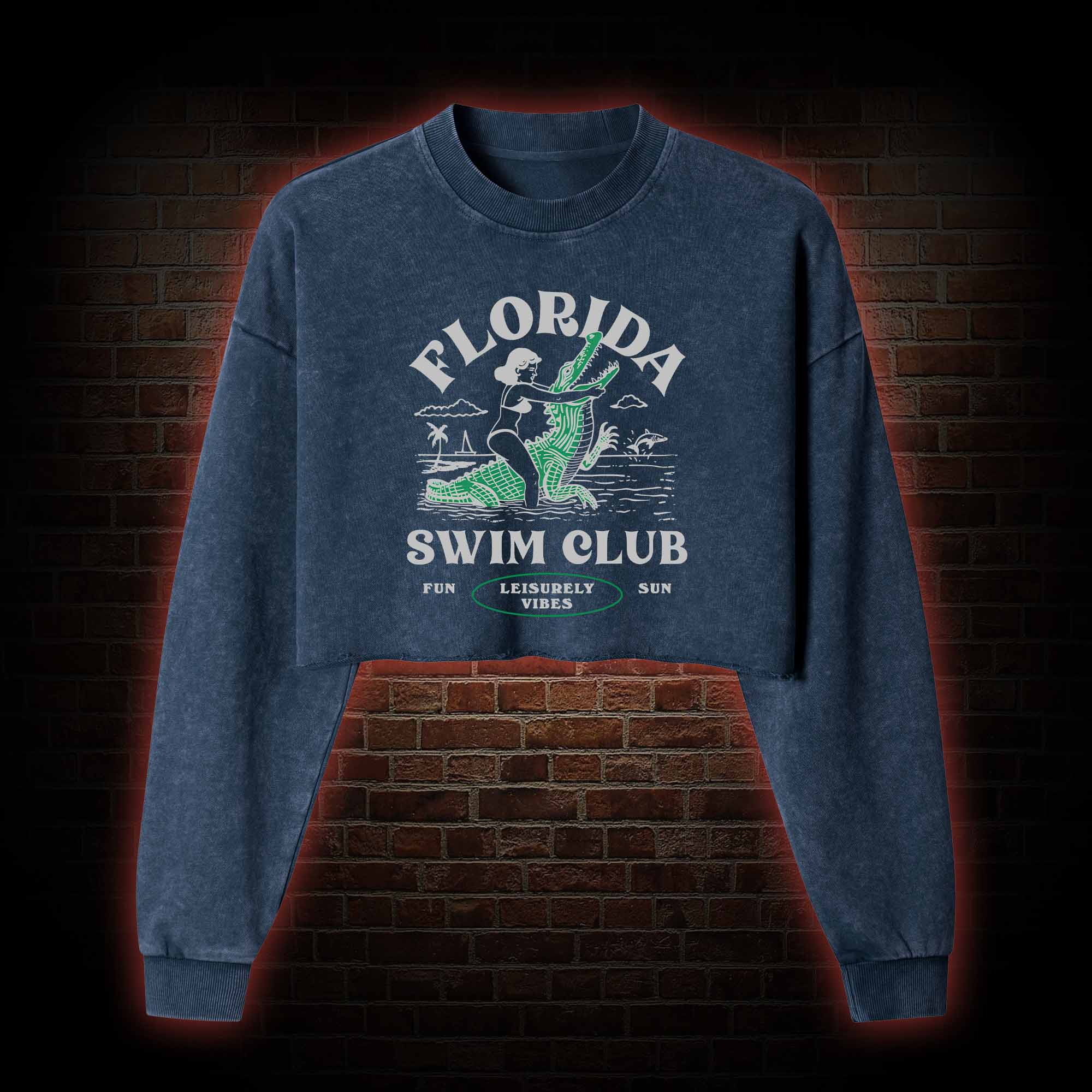 Florida Swim Club Washed Cropped Sweatshirts