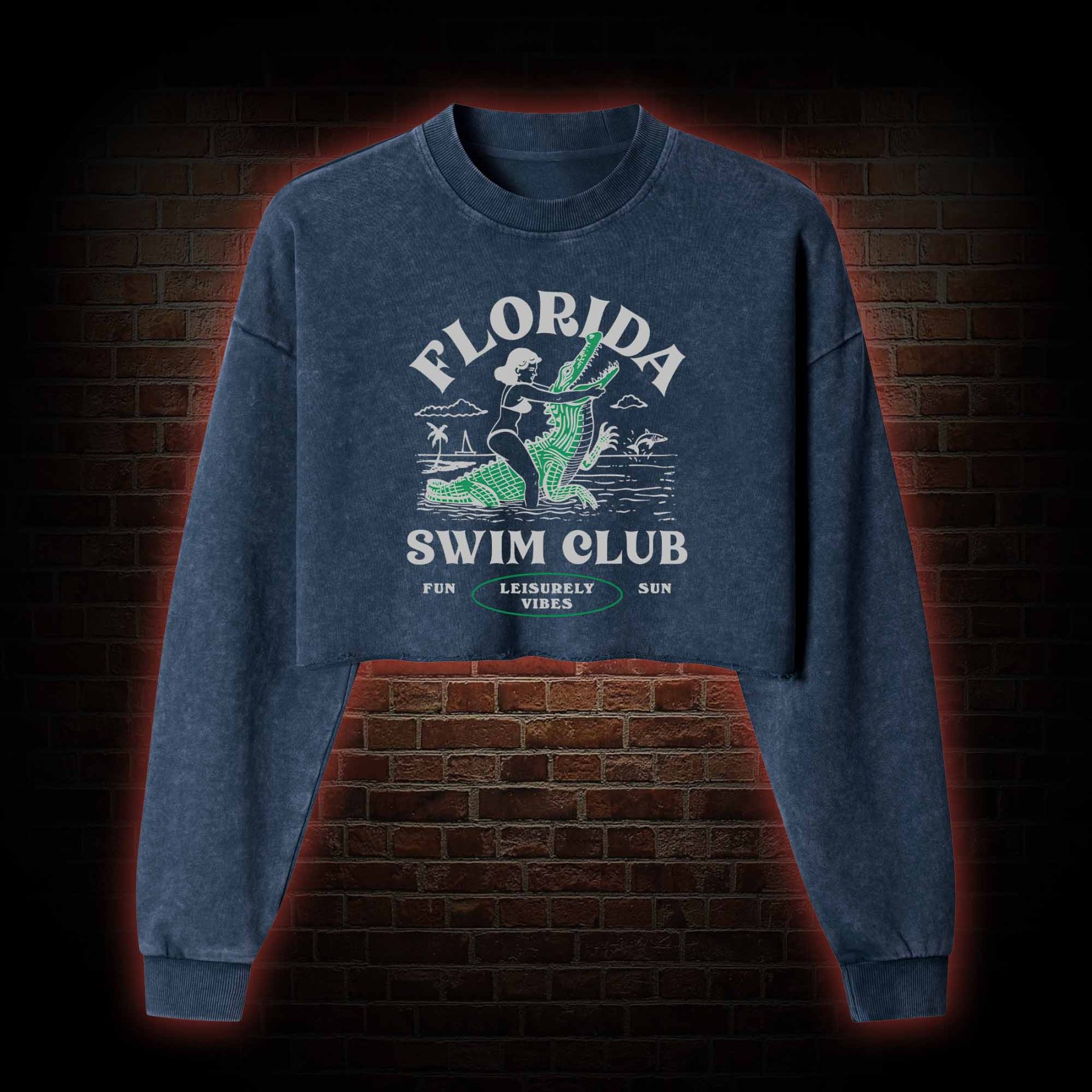 Florida Swim Club Washed Cropped Sweatshirts
