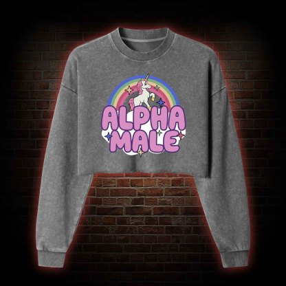 Alpha Male Washed Cropped Sweatshirts