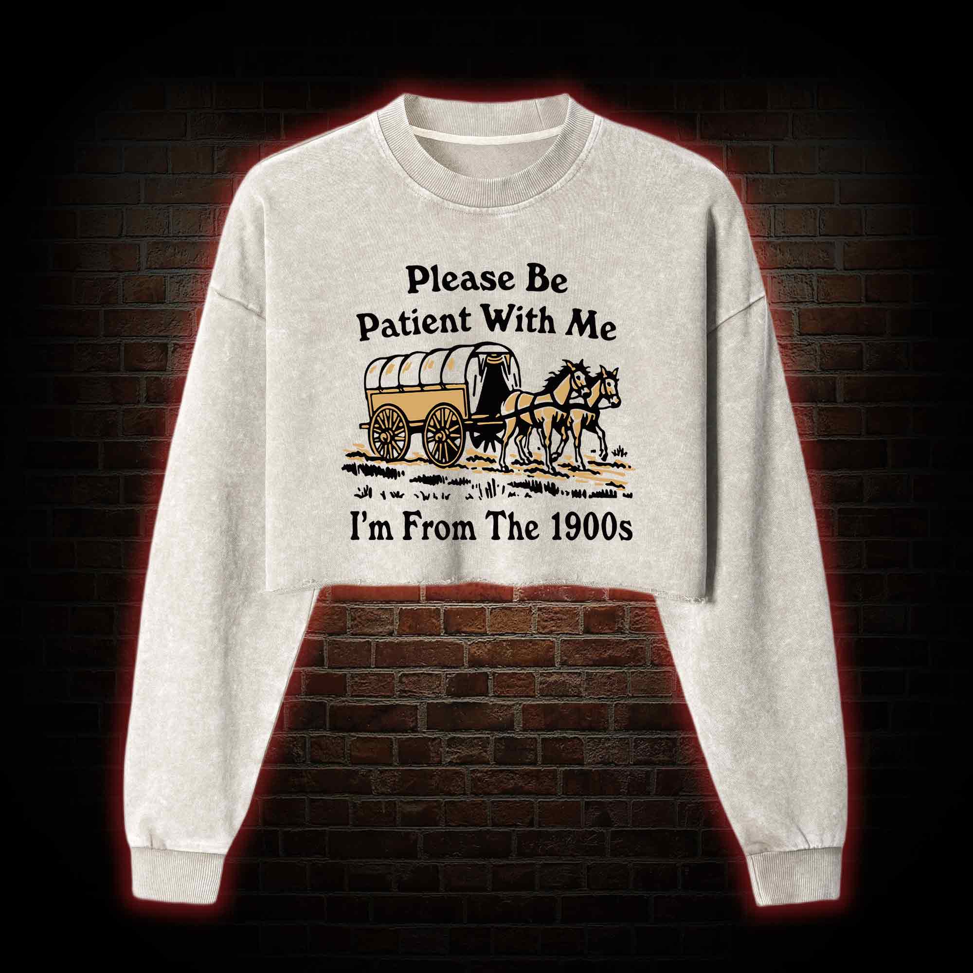 Please Be Patient With Me Washed Cropped Sweatshirts