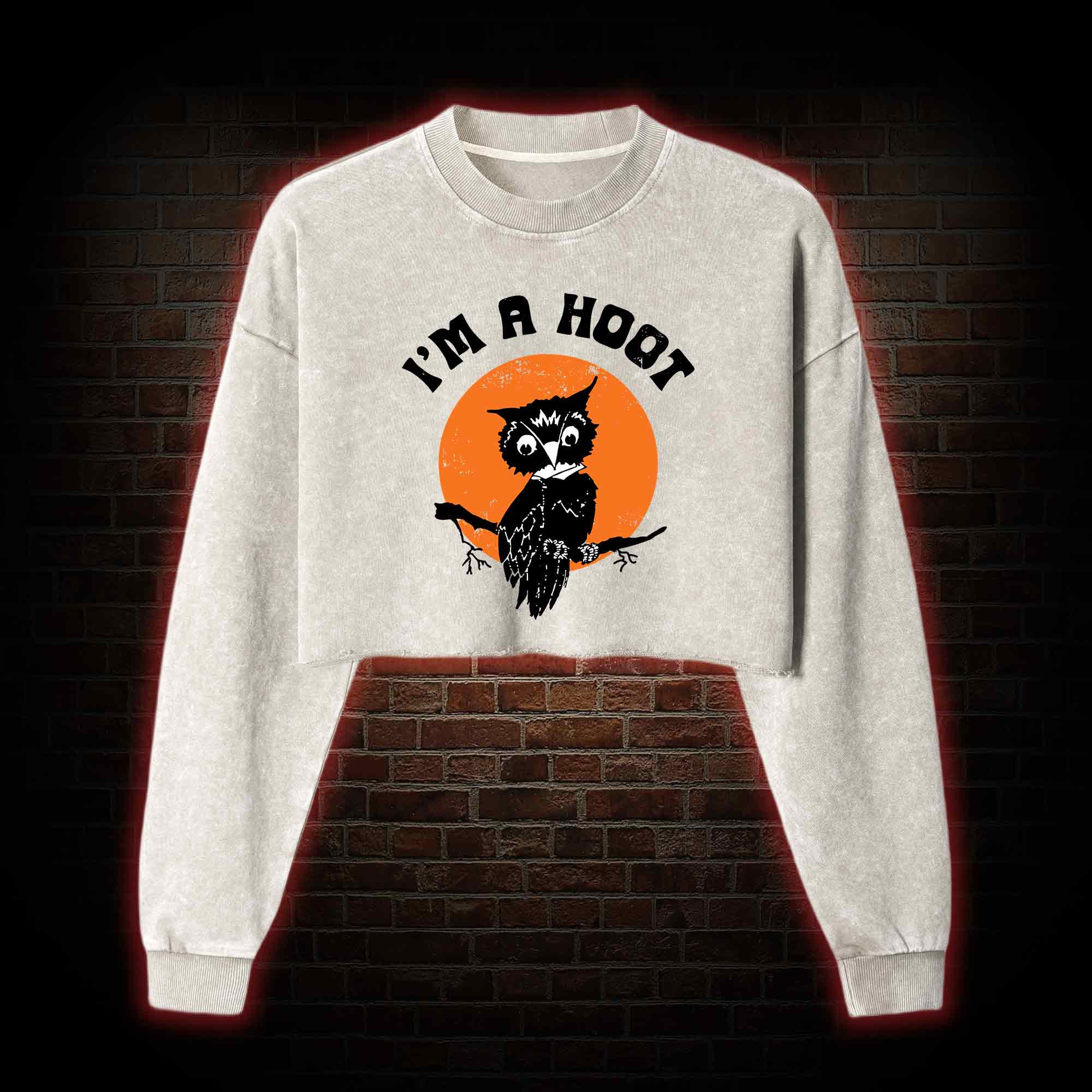 I'm A Hoot Washed Cropped Sweatshirts