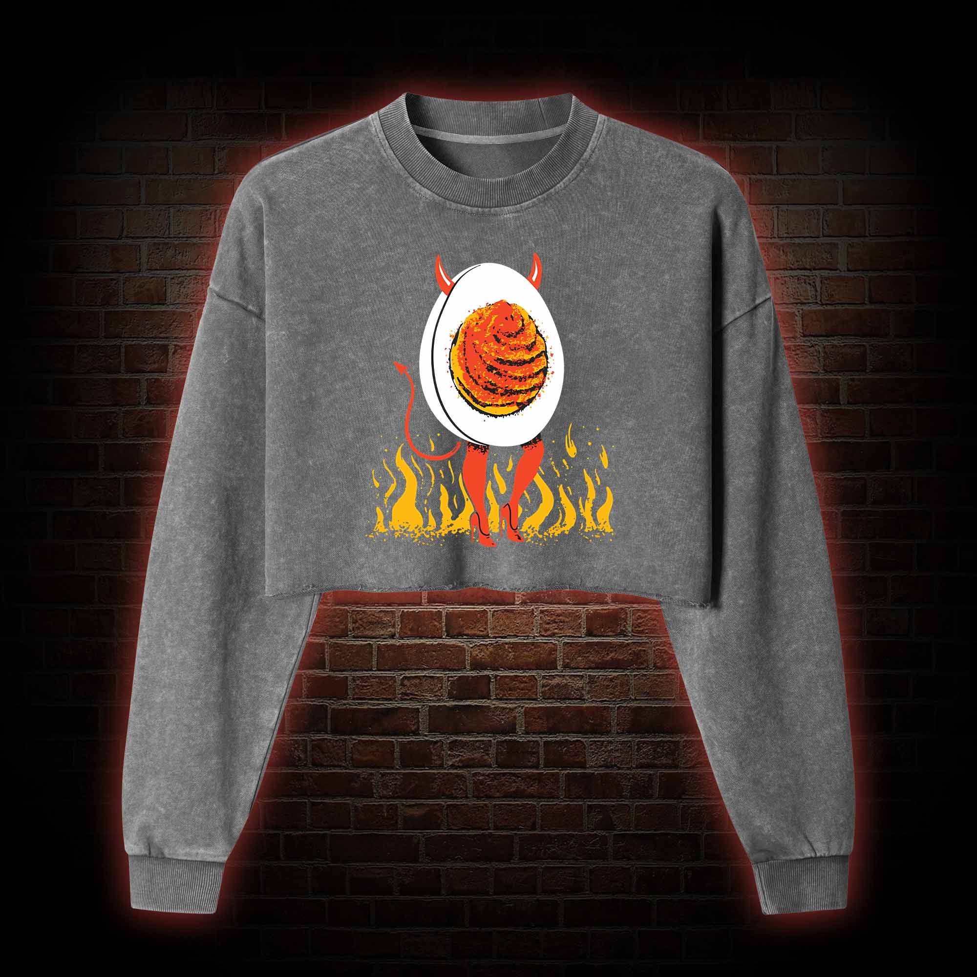 Deviled Egg Washed Cropped Sweatshirts