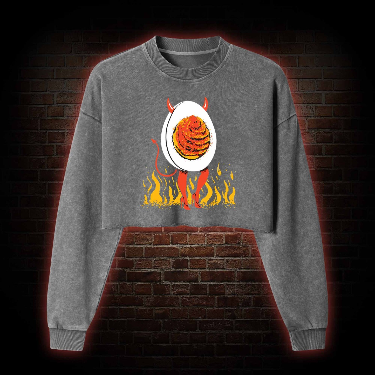 Deviled Egg Washed Cropped Sweatshirts