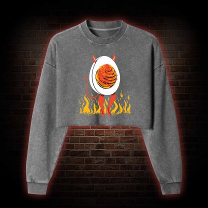 Deviled Egg Washed Cropped Sweatshirts