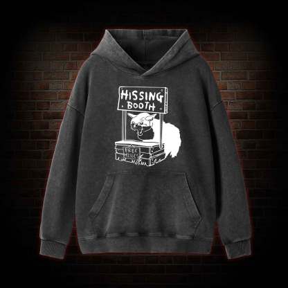 Cat Hissing Booth Washed Hoodie
