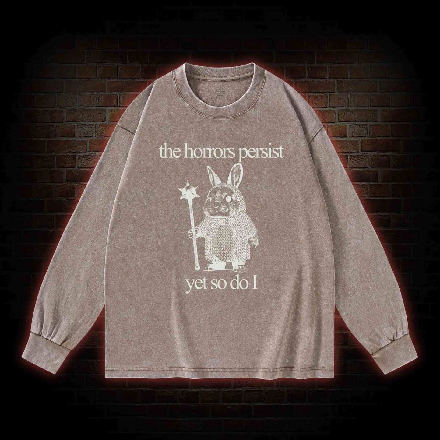 The Horrors Persist But So Do I Cute Bunny Washed Long-Sleeve T-shirt