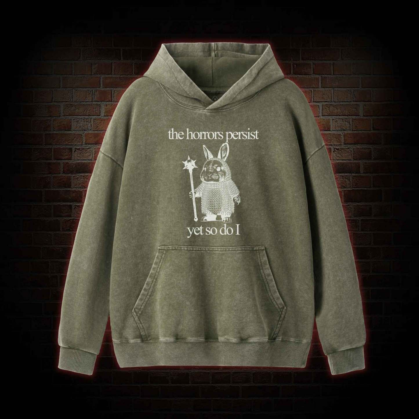 The Horrors Persist But So Do I Cute Bunny Washed Hoodie