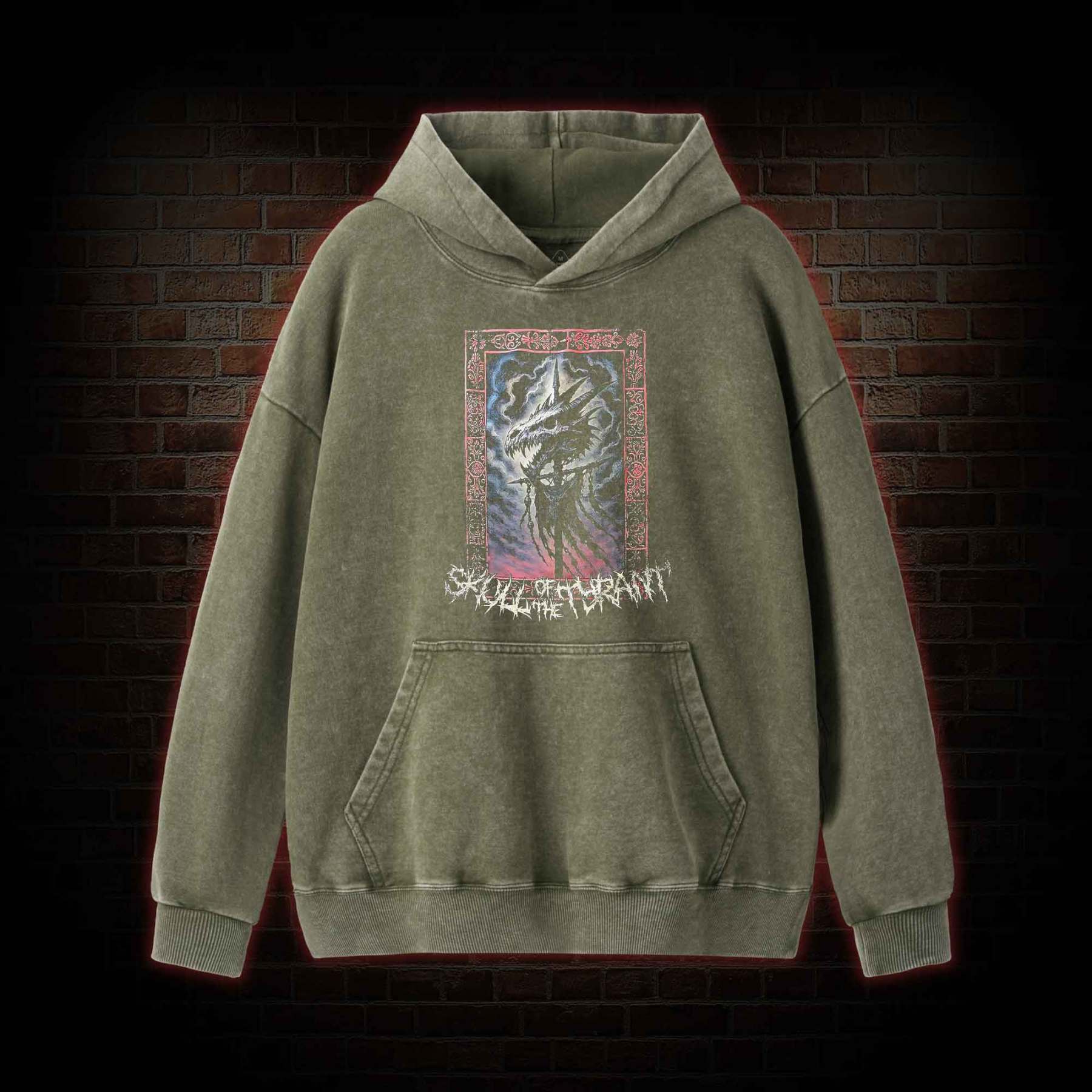 Dragon Skull Washed Hoodie