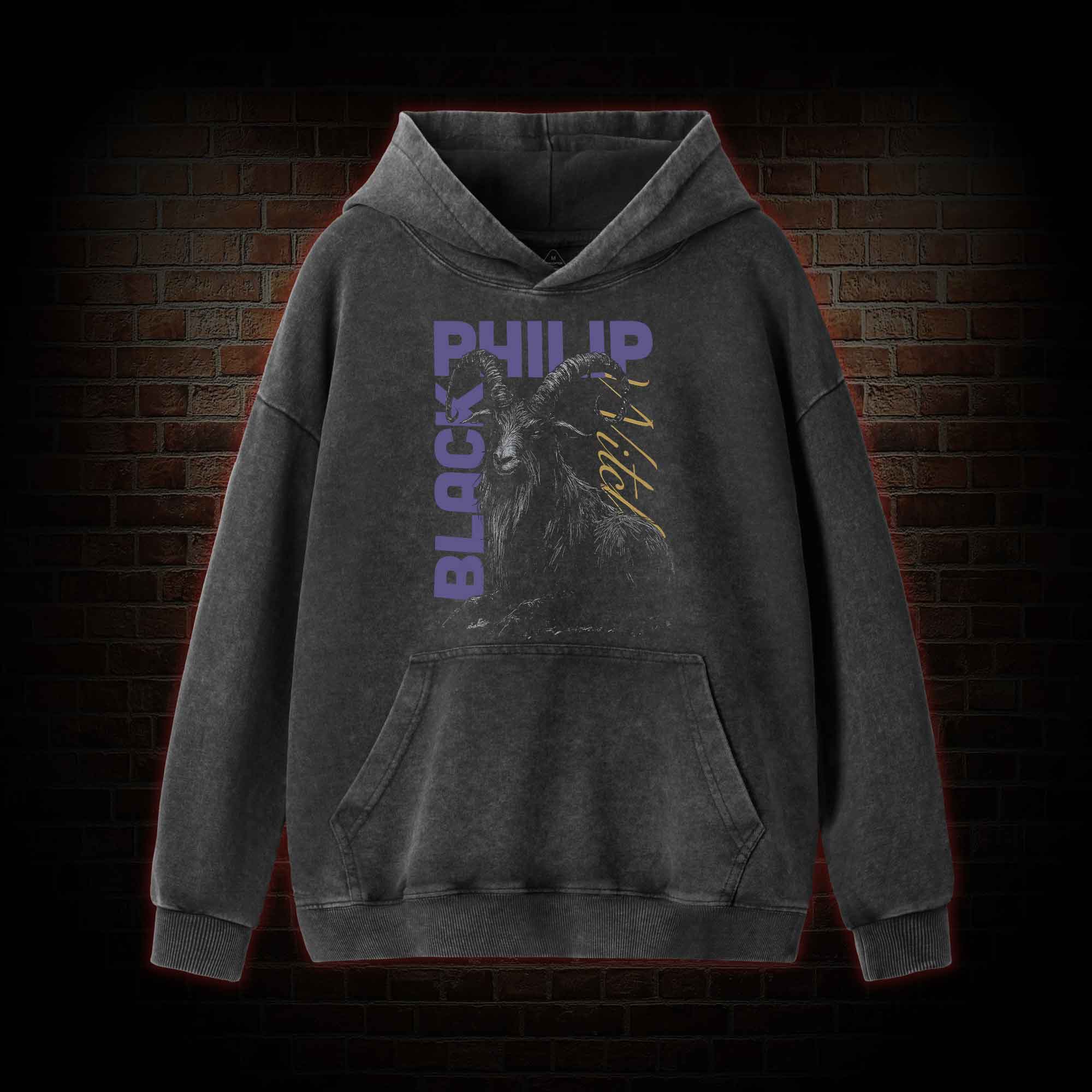 Black Philip Witch Goat Washed Hoodie