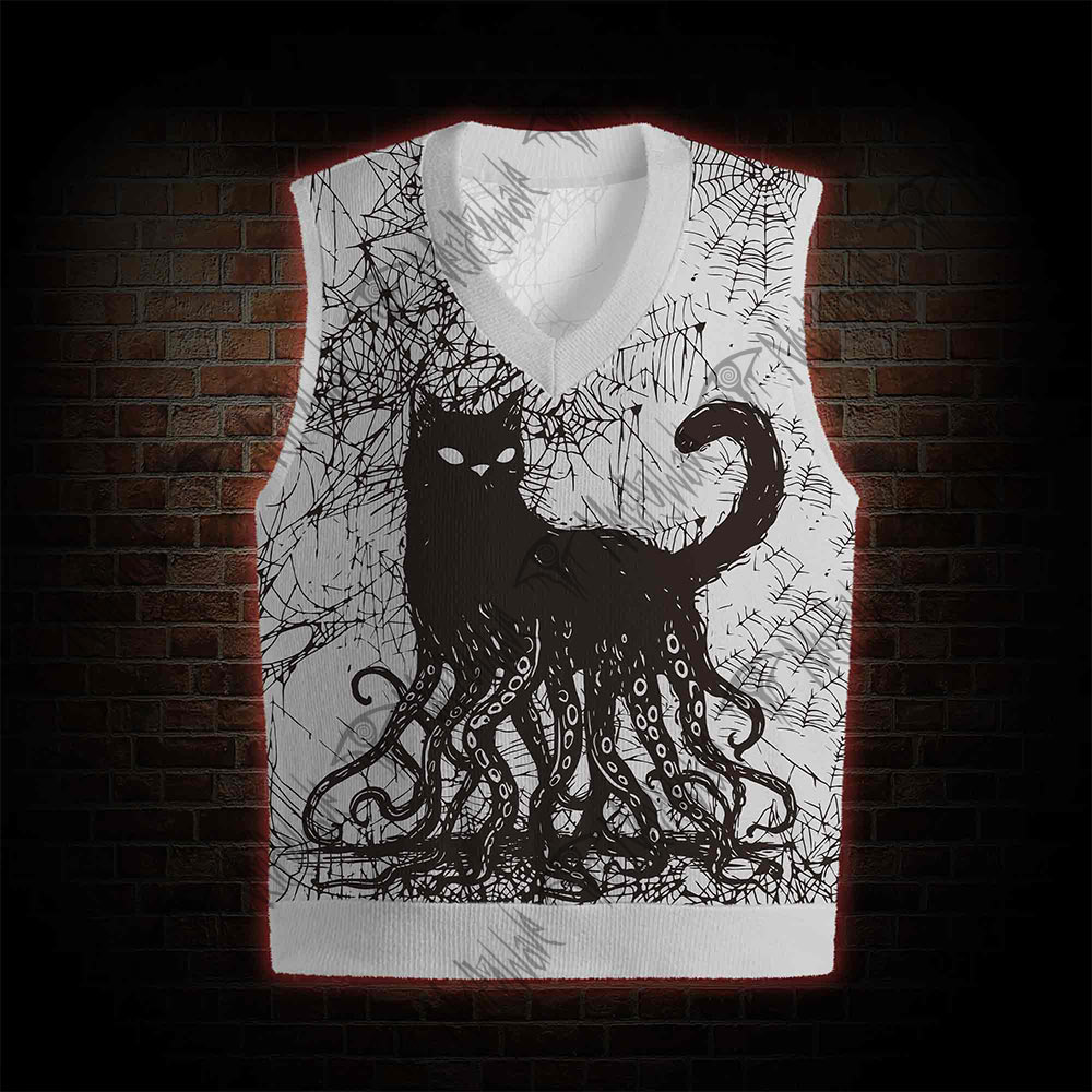 Octopus And Black Cat Sweatershirt Vest