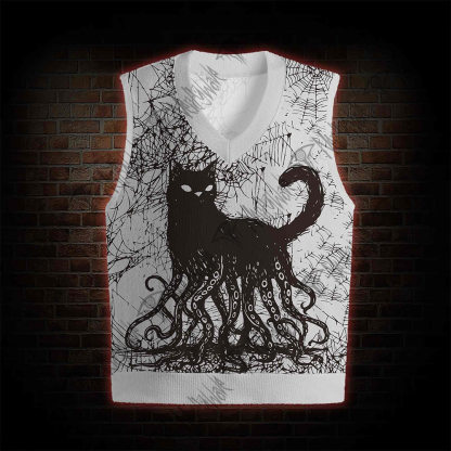 Octopus And Black Cat Sweatershirt Vest