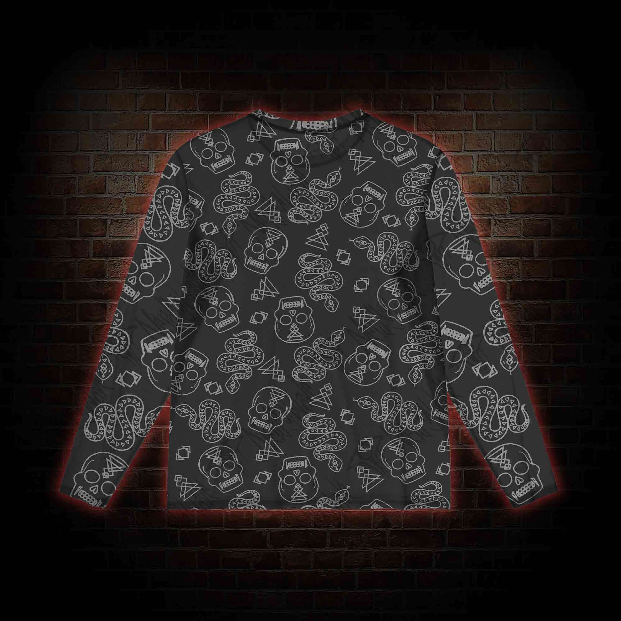 Skull and Snake Mesh Long Sleeve Top