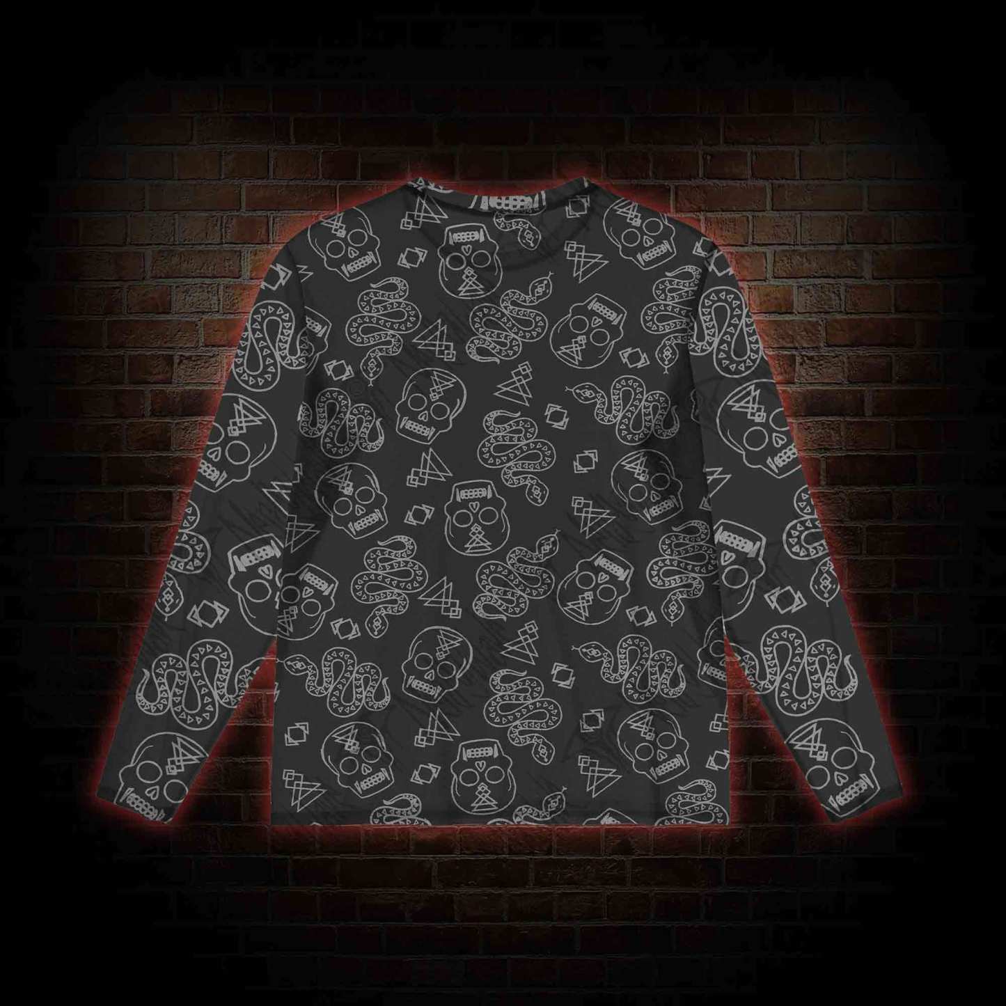 Skull and Snake Mesh Long Sleeve Top