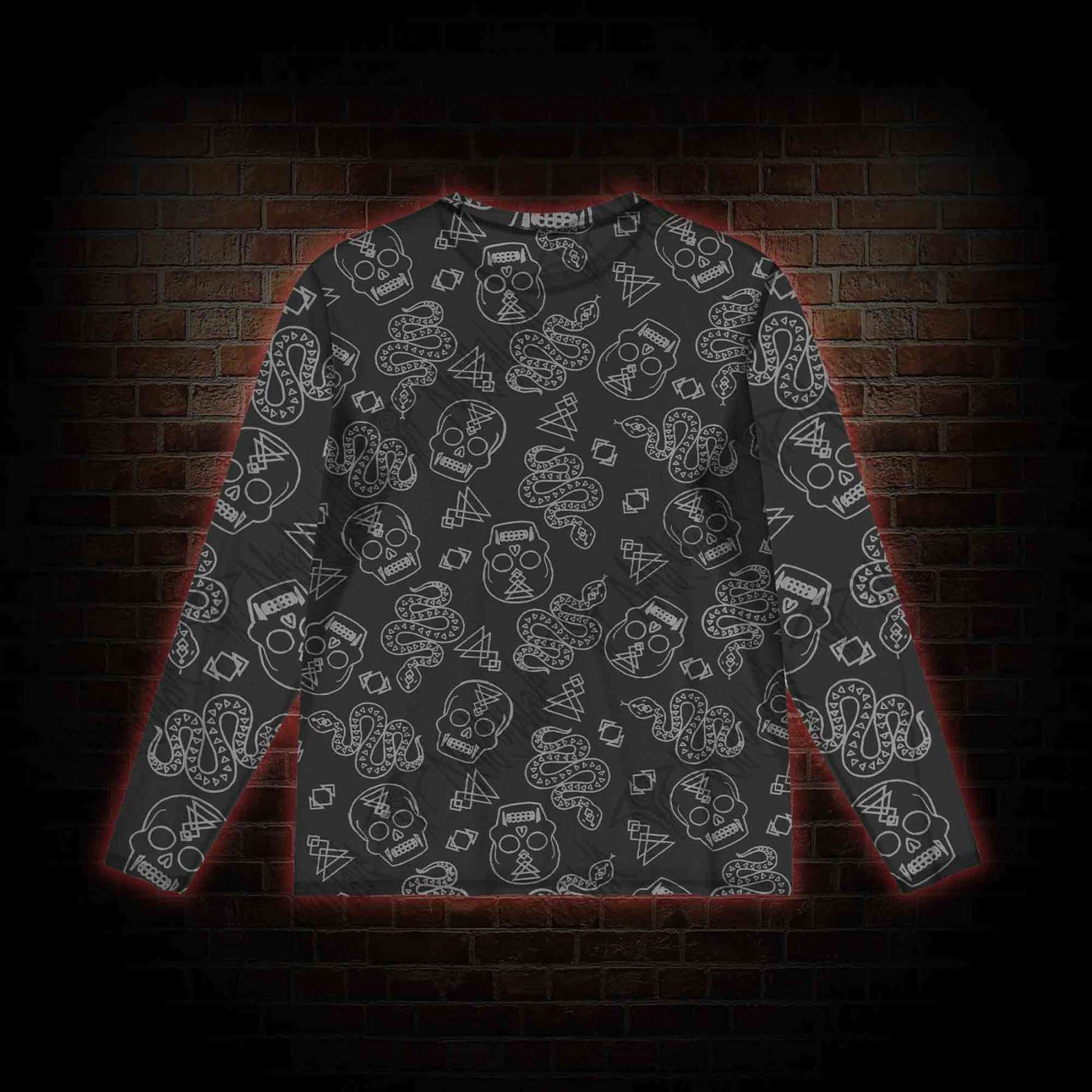 Skull and Snake Mesh Long Sleeve Top