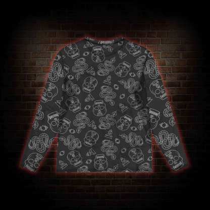 Skull and Snake Mesh Long Sleeve Top