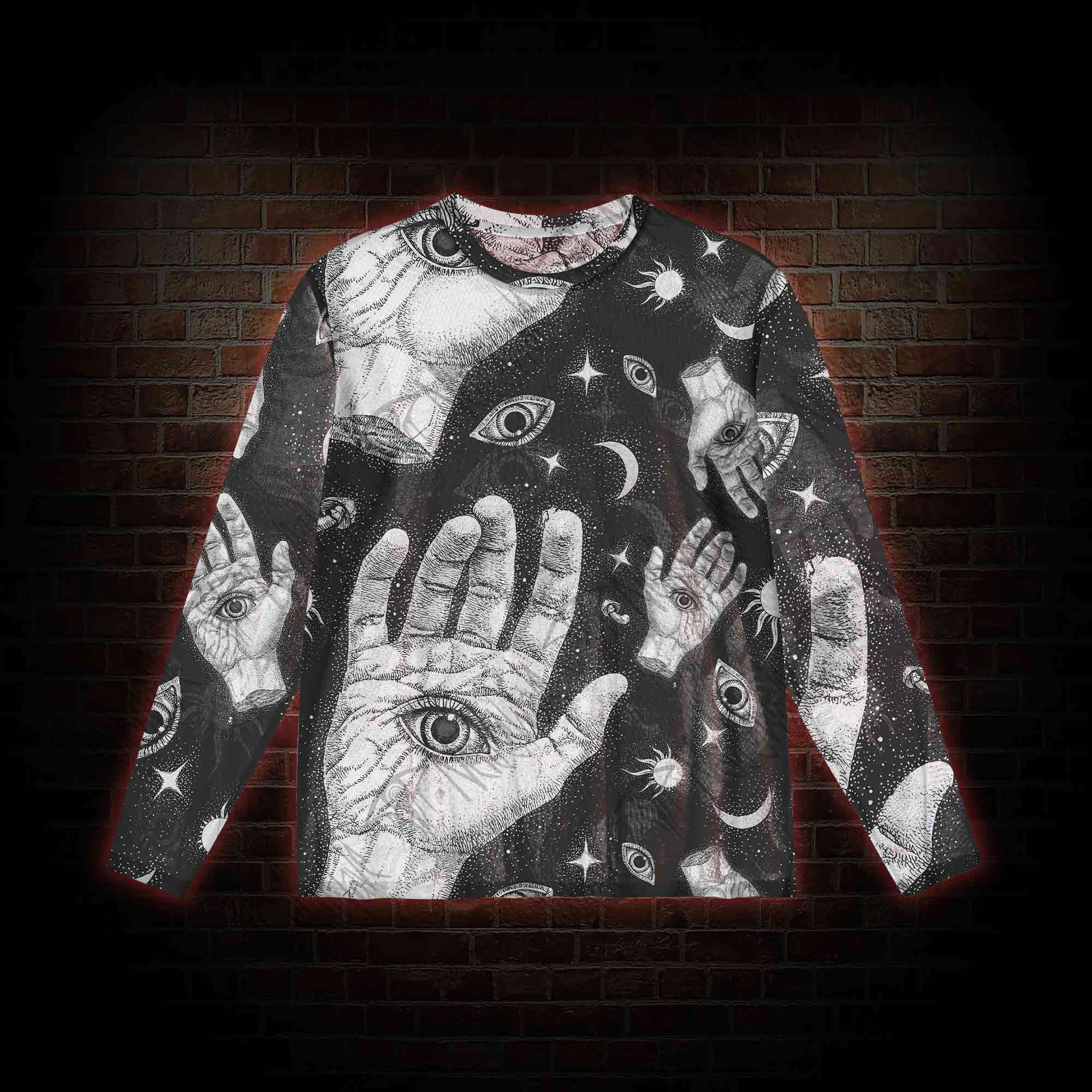 Mysterious Outer Space Mesh Long Sleeve Top