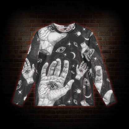 Mysterious Outer Space Mesh Long Sleeve Top