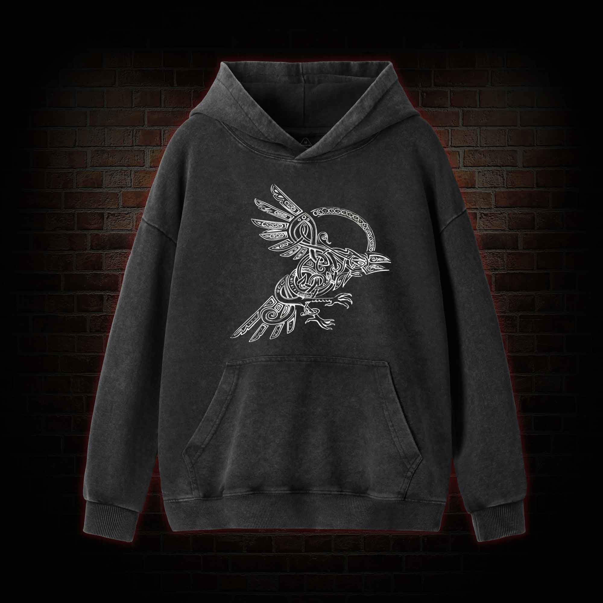 Viking Raven Washed Hoodie