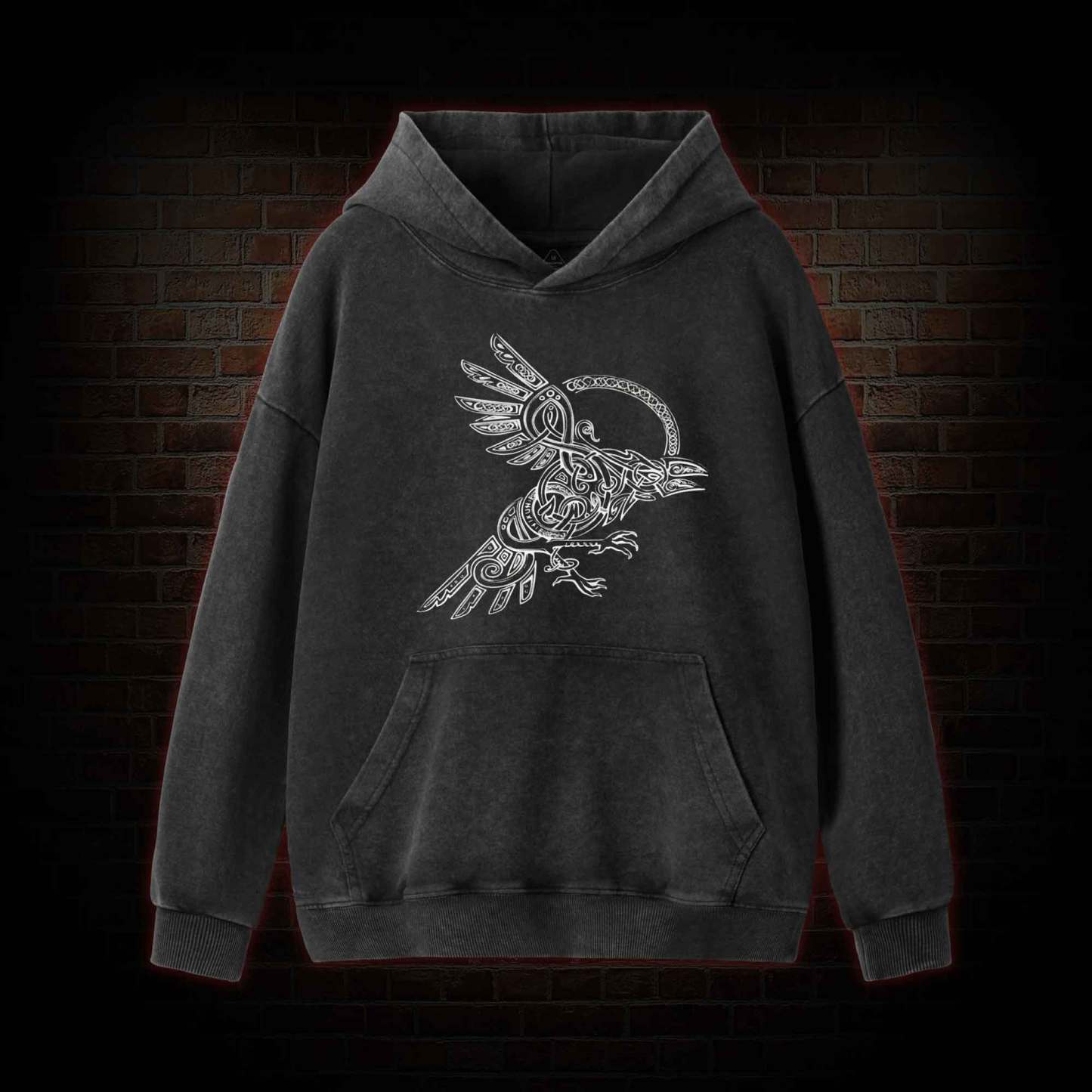 Viking Raven Washed Hoodie